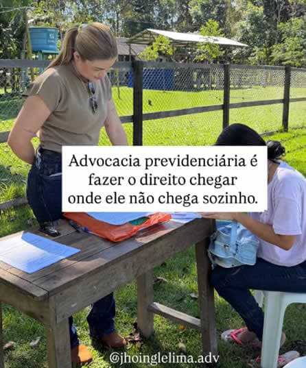 Capa de atendimento em campo com texto sobre advocacia previdenciária